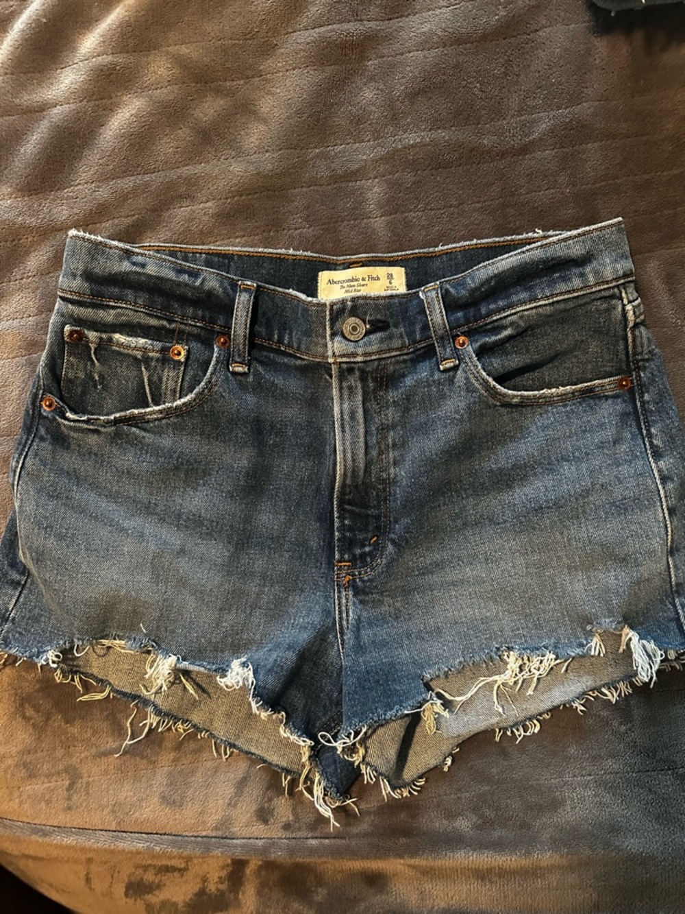 Abercrombie & Fitch Distressed Indigo Denim Cutoff Shorts
